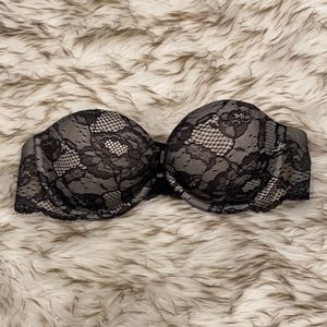 Victoria’s Secret Black Lace Biofit Strapless Bra - 34B